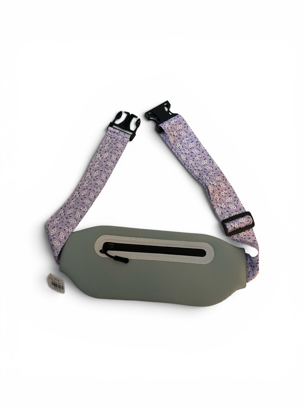 Sleek Sage Green Belt Bag with Lavender Floral Strap